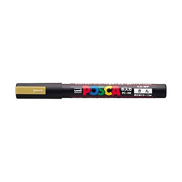 （まとめ） 三菱鉛筆 ユニ ポスカ 細字（0.9-1.3mm） PC-3M.25 金 1本入 【×10セット】