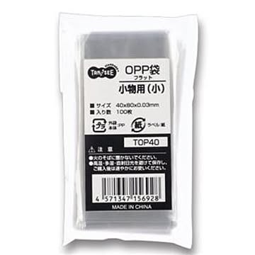 （まとめ） TANOSEE OPP袋 フラット 小物用（小） 40×80mm 1セット（500枚：100枚×5パック） 【×5セット】