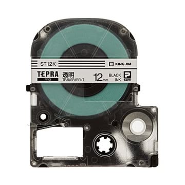 （まとめ） キングジム テプラPROテープ ST12K 透明に黒文字 12mm×10セット