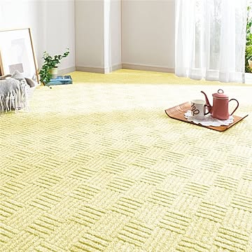 ループパイルカーペット 江戸間4.5畳 約261×261cm アイボリー 撥水 撥油 防炎 抗菌 防ダニ 床暖房対応