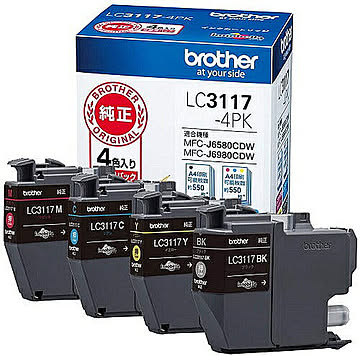インクカートリッジ お徳用4色 パック ブラザー工業 LC3117-4PK 管理No. 4977766769488