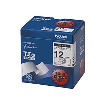 TZeテープ（ラミネートテープ） ピータッチ専用テープ（バリューパック） 白（黒文字） 12mm 5個入
