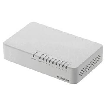 (まとめ) エレコム 100BASE-TX対応 スイッチングハブ 8ポート プラスチック筐体 ホワイト EHC-F08PA-W 1台 【×2セット】