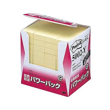 3M ポスト・イット パワーパックふせん 再生紙 75×25mm イエロー 5002-Y 1パック（40冊） 【×10セット】