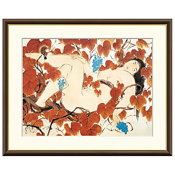 額絵 山葡萄 川端龍子 42x34cm 三幸