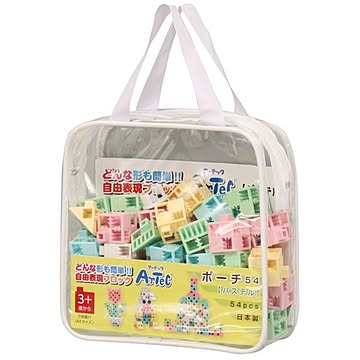(まとめ)アーテック Artecブロック/カラーブロック 【パステル】 ポーチバッグ入り 54pcs ABS製 【×5セット】