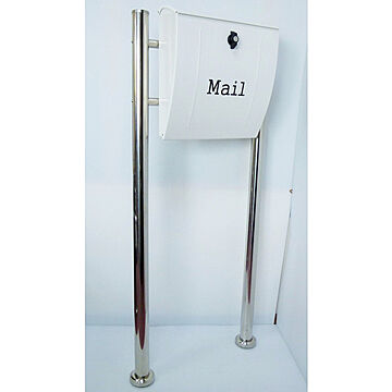 大容量 郵便ポスト 郵便受け 錆びにくい メールボックス スタンドタイプ 白色 ホワイト ステンレスポスト pm024s(white)