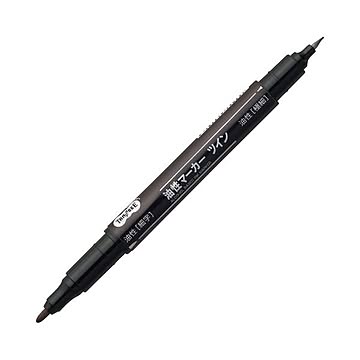 （まとめ） TANOSEE キャップ式油性マーカー ツイン 細字+極細 黒 1セット（50本） 【×4セット】