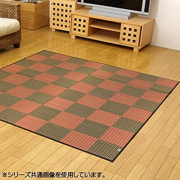 純国産 い草花ござカーペット 銀河 江戸間6畳 約261×352cm レッド