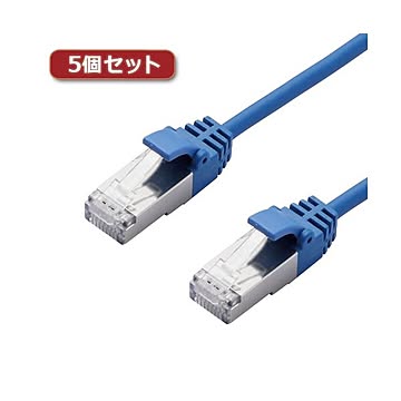 5個セット エレコム LANケーブル/CAT7/スリム/1m/ブルー LD-TWSS/BU1X5