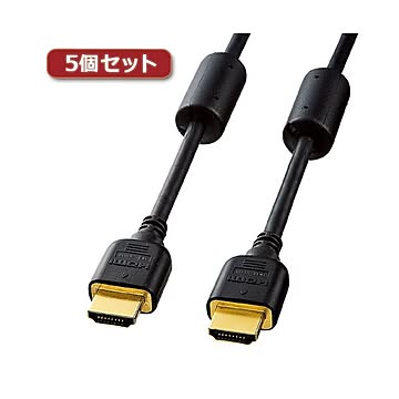 5個セット サンワサプライ ハイスピードHDMIケーブル KM-HD20-10FCX5