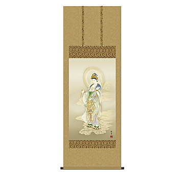 掛け軸 聖観音 北条裕華 54.5x150cm 三幸