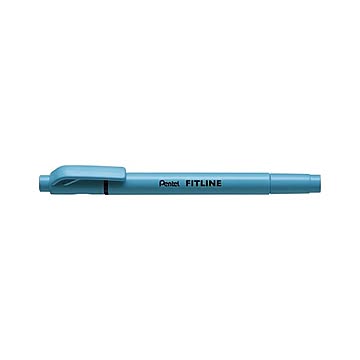 （まとめ） ぺんてる FITLINE 蛍光ペン 細字/太字 スカイブルー 【×50セット】