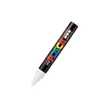 （まとめ） 三菱鉛筆 ユニ ポスカ 中字丸芯（1.8-2.5mm） PC-5M.1 白 1本入 【×10セット】