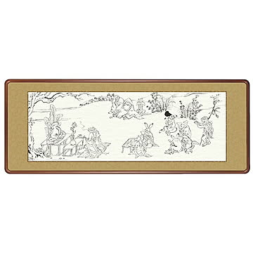額絵 鳥獣戯画 恵風 124x48cm 三幸