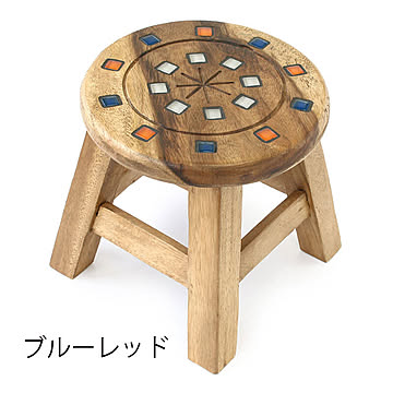 トモ・コーポレーション クリスタルタイルスツール ブルーレッド