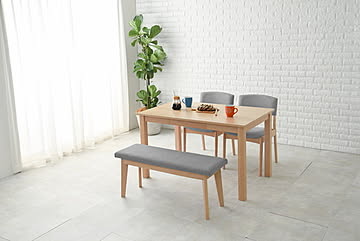 ダイニングセット 4点 ナチュラル&グレー