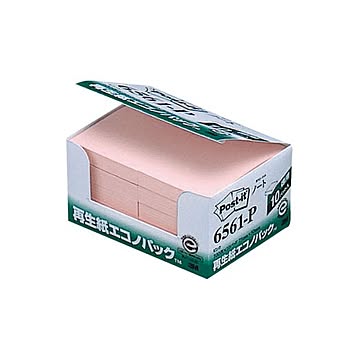 まとめ 3M ポスト・イット エコノパックノート 再生紙 75×50mm ピンク 6561-P 1パック10冊  ×10セット