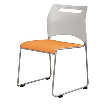 会議椅子 オレンジ 幅515×奥行555×高さ775mm 合成皮革 スタッキング可