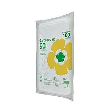 （まとめ）TANOSEE ゴミ袋エコノミー 半透明 90L 1パック（100枚）【×10セット】