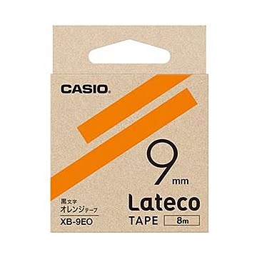 （まとめ）カシオ ラテコ 詰替用テープ9mm×8m オレンジ/黒文字 XB-9EO 1セット（5個）【×3セット】