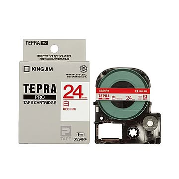 （まとめ） キングジム テプラ PRO テープカートリッジ 24mm 白／赤文字 SS24R 1個 【×4セット】