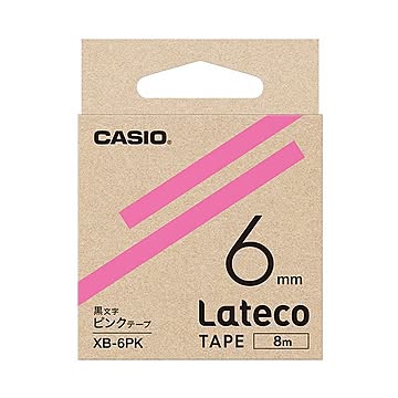 カシオ ラテコ 詰替用テープ6mm×8m ピンク/黒文字 XB-6PK 1セット（5個）