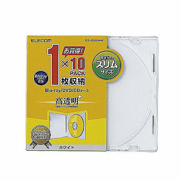 エレコム　Blu-ray/DVD/CDケース(スリム/PS/1枚収納)　CCD-JSCS10WH 管理No. 4953103400122