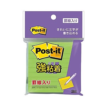 (まとめ) 3M ポストイット 強粘着ノート ラインノート 75×75mm ライム 630SS-LI 1冊  【×30セット】