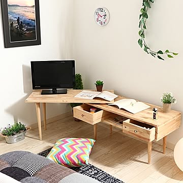Natural Signature 木製テレビボード 引き出し付き 幅90cm ナチュラル