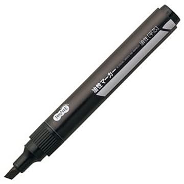 （まとめ） TANOSEE キャップ式油性マーカー シングル 太字 黒 1セット（10本） 【×10セット】