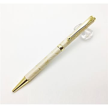 日本製 ハンドメイド ボールペン/文房具 【白箔金・白波】 クロスタイプ 芯：0.7mm 美濃和紙 友禅紙 文具 オフィス用品