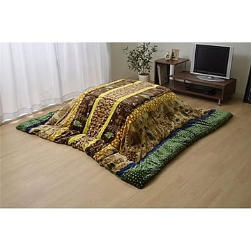 北欧調 こたつ布団 【正方形 グリーン 約190cm×190cm】 洗える フランネル素材