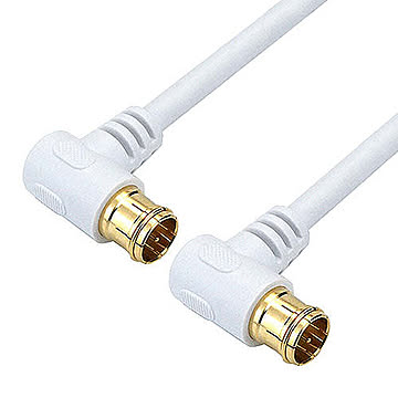 ホーリック アンテナケーブル 2m ホワイト 両側L字差込式コネクタ AC20-613WH 管理No. 4533115066136