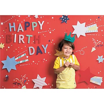 フォトポスター/壁紙ポスター 【Happy Birthday ポップスター レッド】 A0サイズ 841mm×1189mm 紙製 『イエスタ iesta』