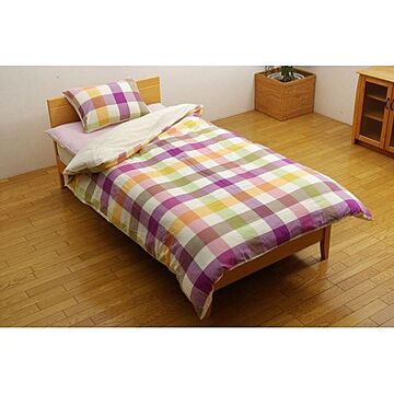 掛け布団カバー 寝具 チェック柄 ピンク シングル 150×210cm 洗える 表地：インド綿100％ オールシーズン対応 ベッドルーム