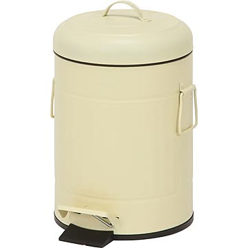 円形スチール製ペダル式ダストボックス 5L アイボリー