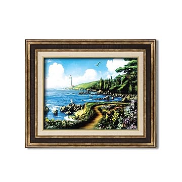 ダークブラウンアンティーク額 額装品世界の絵画 ■アラン・ギアナ絵画額F6「運命の岬」