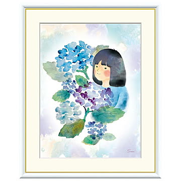額絵 紫陽花と少女 榎本早織 61x49.5cm 三幸