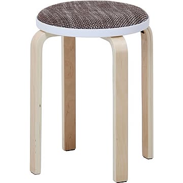 オットマン スタッキング スツール 6個セット 幅32×奥行32×高さ47cm ベージュ 曲木 ファブリック