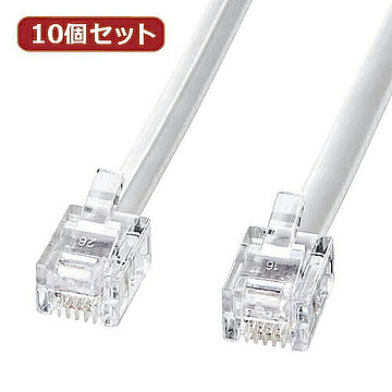 10個セット サンワサプライ モジュラーケーブル(白) TEL-N1-5N2 TEL-N1-5N2X10 管理No. 4589452976959
