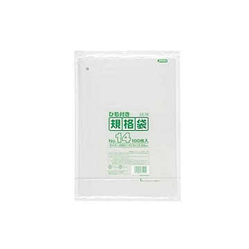 規格袋ひも付 14号100枚入03LLD透明 LK14 （30袋×5ケース）合計150袋セット 38-471