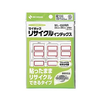 (まとめ) ニチバン マイタックリサイクルインデックス 中 23×29mm 赤枠 ML-132RR 1パック（240片：12片×20シート）  【×50セット】