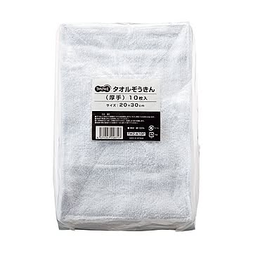 (まとめ) TANOSEE タオルぞうきん 厚手 1パック（10枚） 【×10セット】