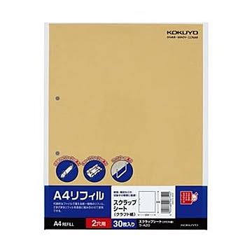（まとめ）コクヨ A4リフィル スクラップシートA4タテ 2穴 片面ポケット ラ-A20 1セット（300枚：30枚×10パック）【×3セット】