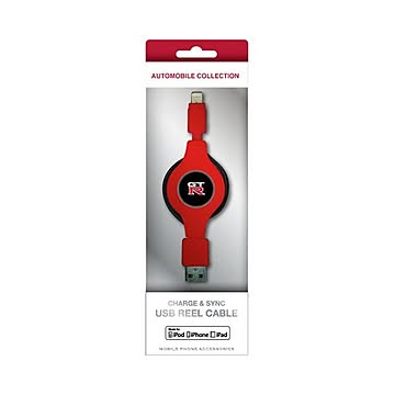 (まとめ)NISSAN 公式ライセンス品 GT-R CHARGE ＆ SYNC USB REEL CABLE FOR IPHONE RED NRMUJ-RRD×2セット