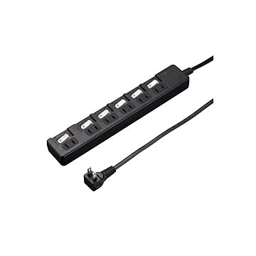 【5個セット】 YAZAWA 雷ガード付 6個口 節電タップ 0.3m ブラック H8KS6603BKX5
