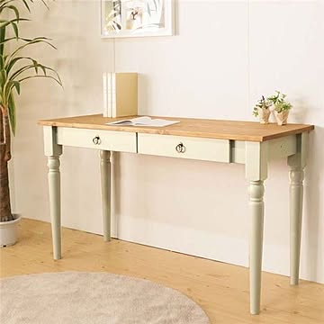 北欧調 パソコンデスク/ワークデスク 【ホワイト】 130×50×74cm 木製 引き出し付き 組立品 〔在宅ワーク テレワーク〕