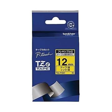 （まとめ）ブラザー ピータッチ TZeテープフレキシブルIDテープ 12mm 黄/黒文字 TZE-FX631 1個【×3セット】