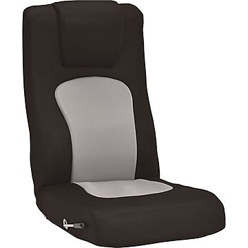 無段階リクライニング メッシュフロアチェア 約幅51cm スチール製 完成品 ブラック×グレー